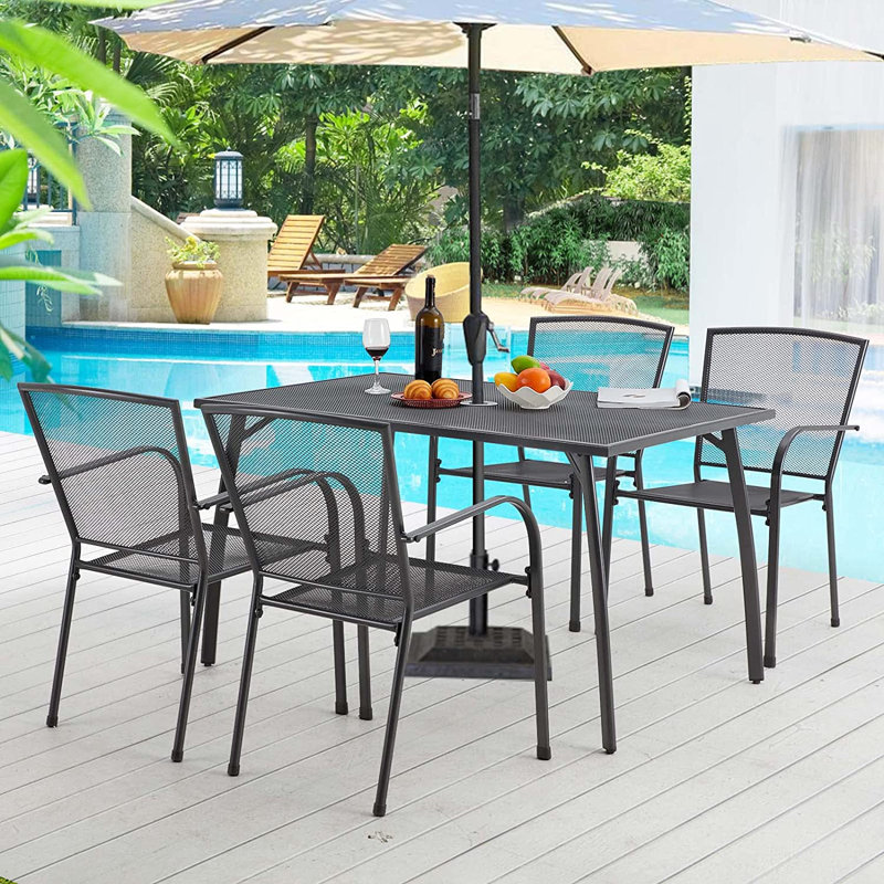 Greyleigh Armentrout Rectangular 4 Person 51 Long Metal Patio Dining Set Reviews Wayfair